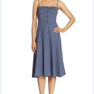 Theory Strap(less) Indigo button down dress